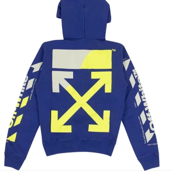 Off-white Purple and Neon Yellow Hoodie 100% cotton Size Medium - Picture 5 of 9